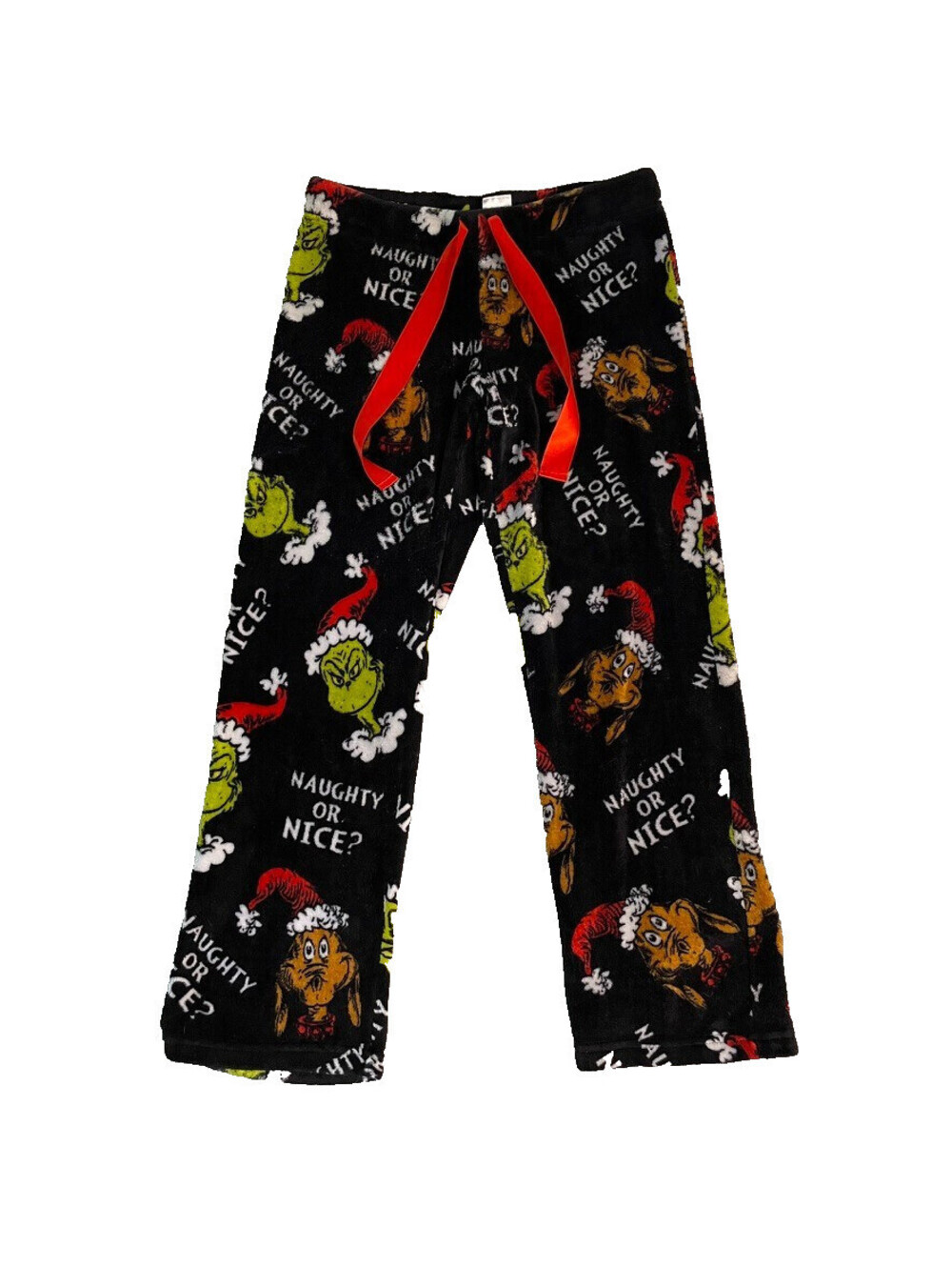 Dr. Seuss Grinch Fleece Pajama Pants Womens M Black Christmas Holiday Lounge